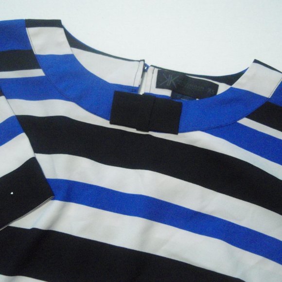 Kardashian Kollection| Blue Striped Popover Blouse - Picture 3 of 6
